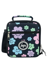 Lunch Bag Insulated Black Happy Flowers