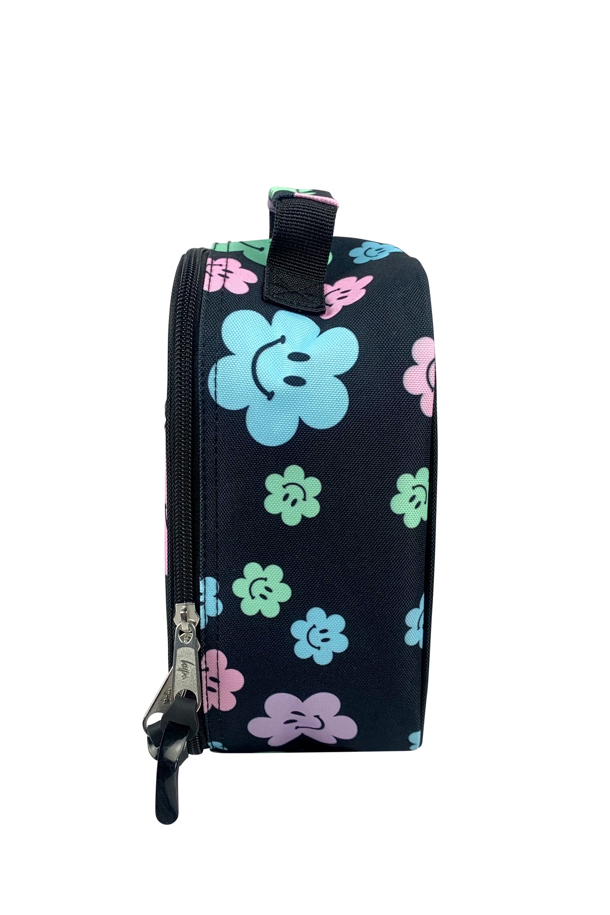 Lunch Bag Insulated Black Happy Flowers