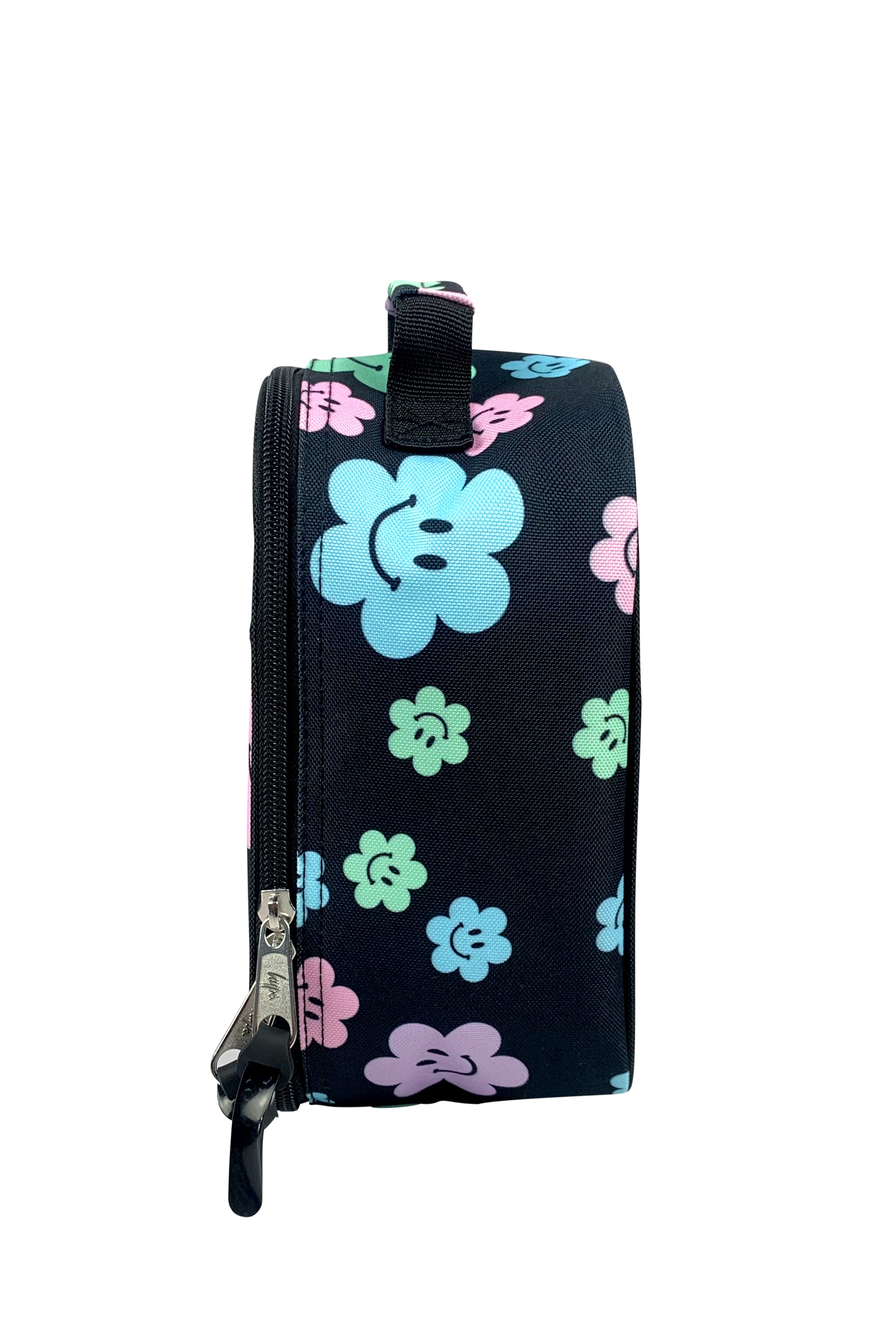 Insulated Lunch Bag - Black Happy Flowers