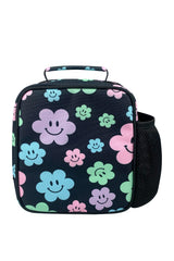 Lunch Bag Insulated Black Happy Flowers