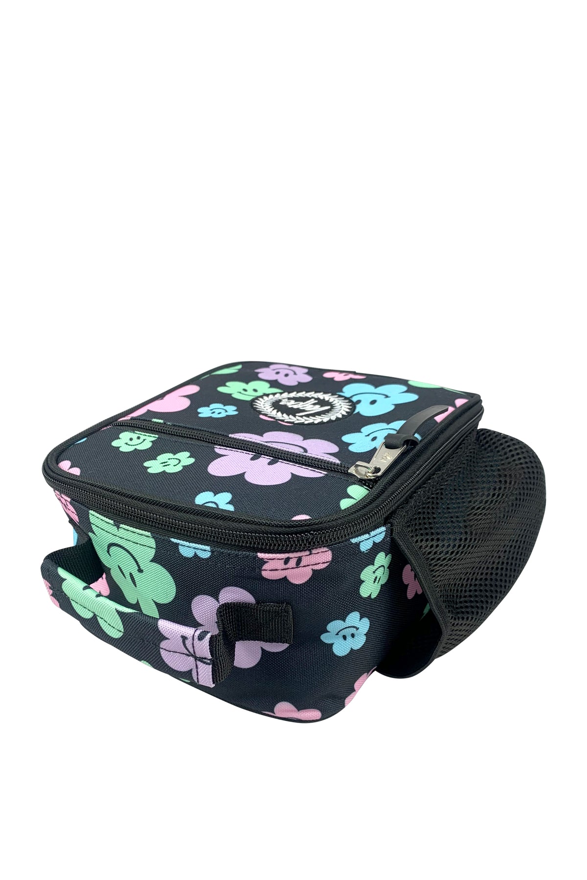 Lunch Bag Insulated Black Happy Flowers