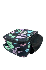Lunch Bag Insulated Black Happy Flowers