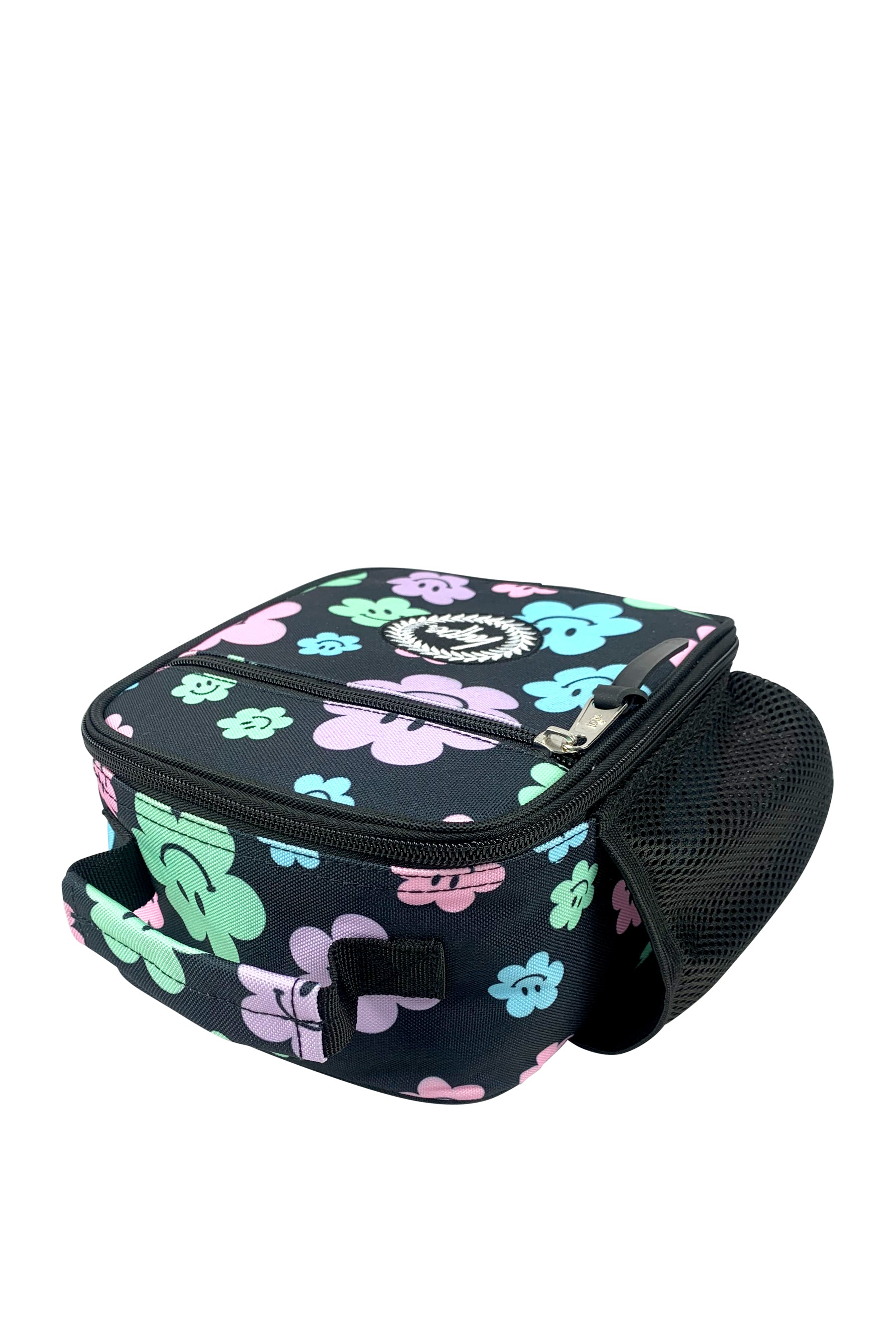 Insulated Lunch Bag - Black Happy Flowers