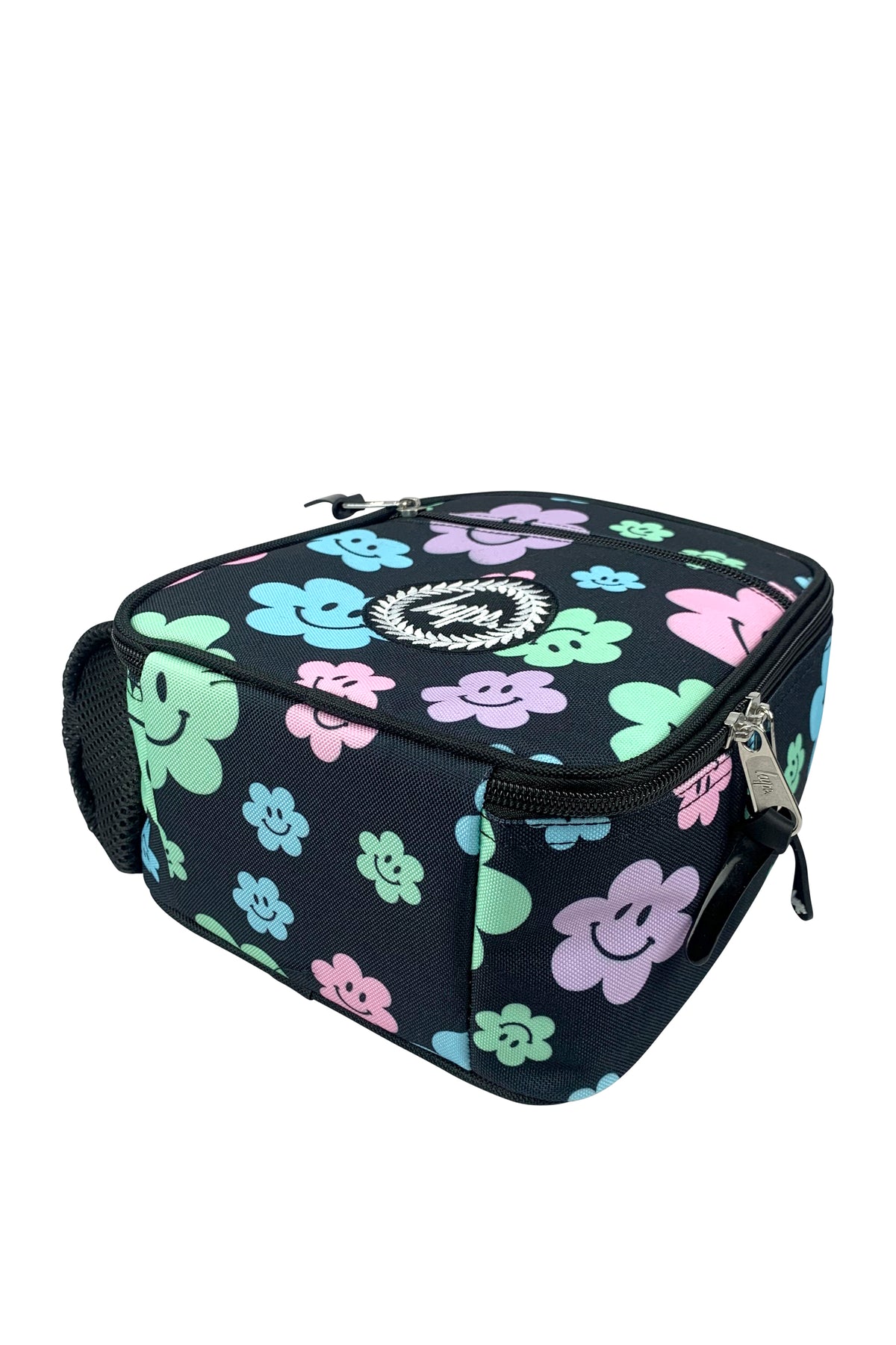 Lunch Bag Insulated Black Happy Flowers