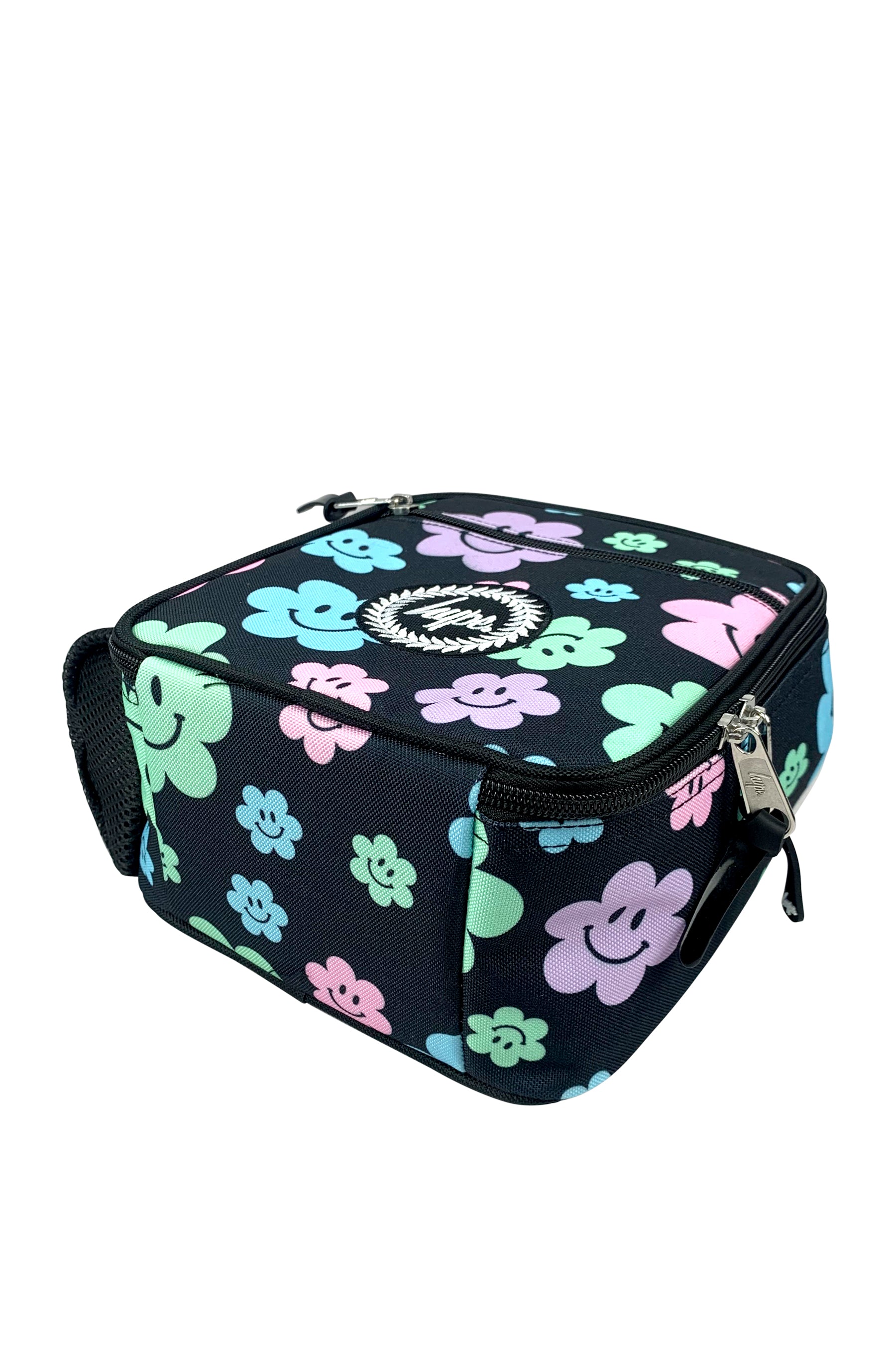 Insulated Lunch Bag - Black Happy Flowers