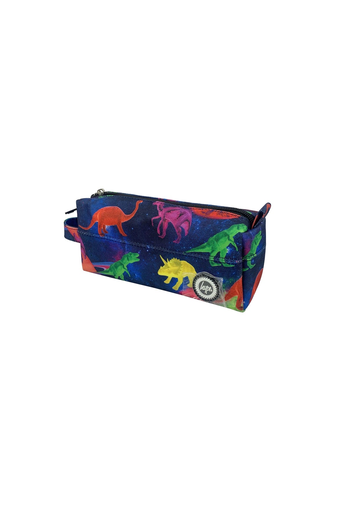 Hype Space Dinosaurs pencil case front view — vibrant print and durable build