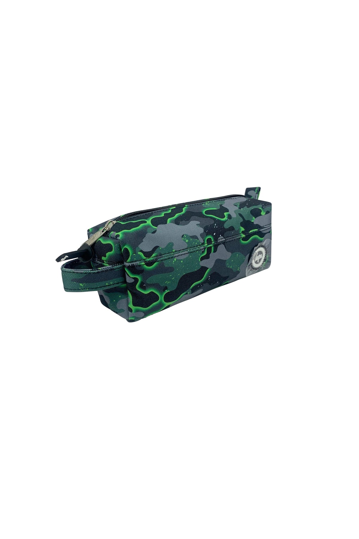 Hype Green Glow Camo pencil case — dimensions and size reference for school use