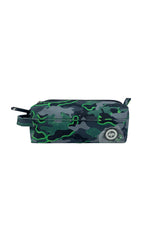 Hype Green Glow Camo school bag set — layout showing all pockets and design details