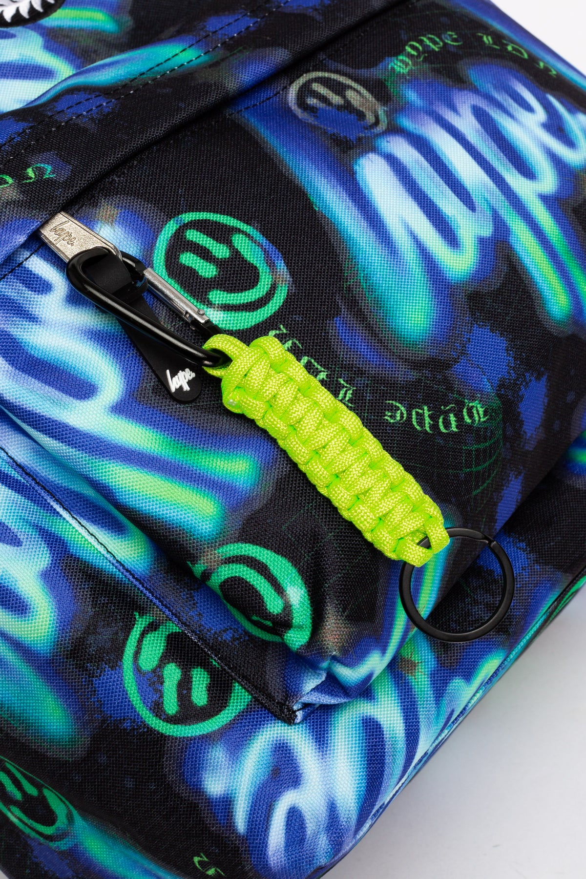 Hype Blue & Green Electric Smile backpack worn by teen — ideal school bag UAE