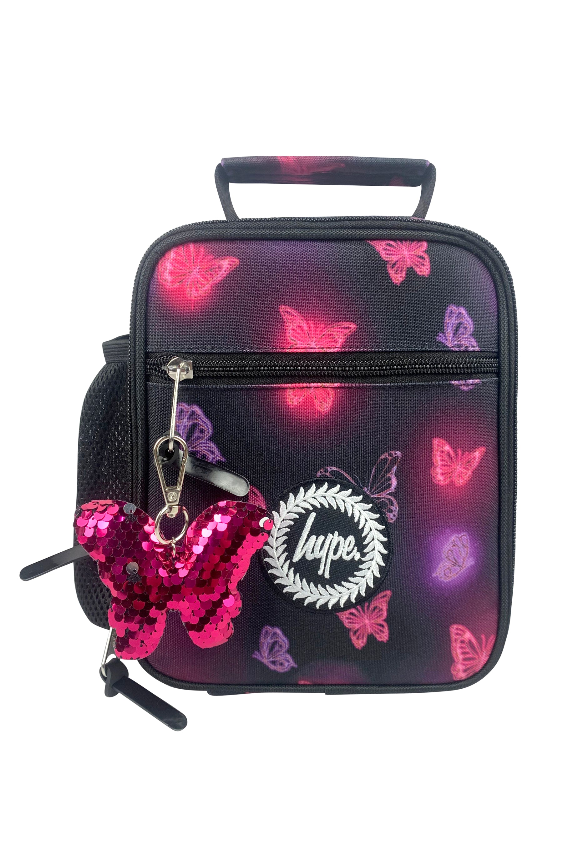 Insulated Lunch Bag - Pink & Purple Glow Butterfly