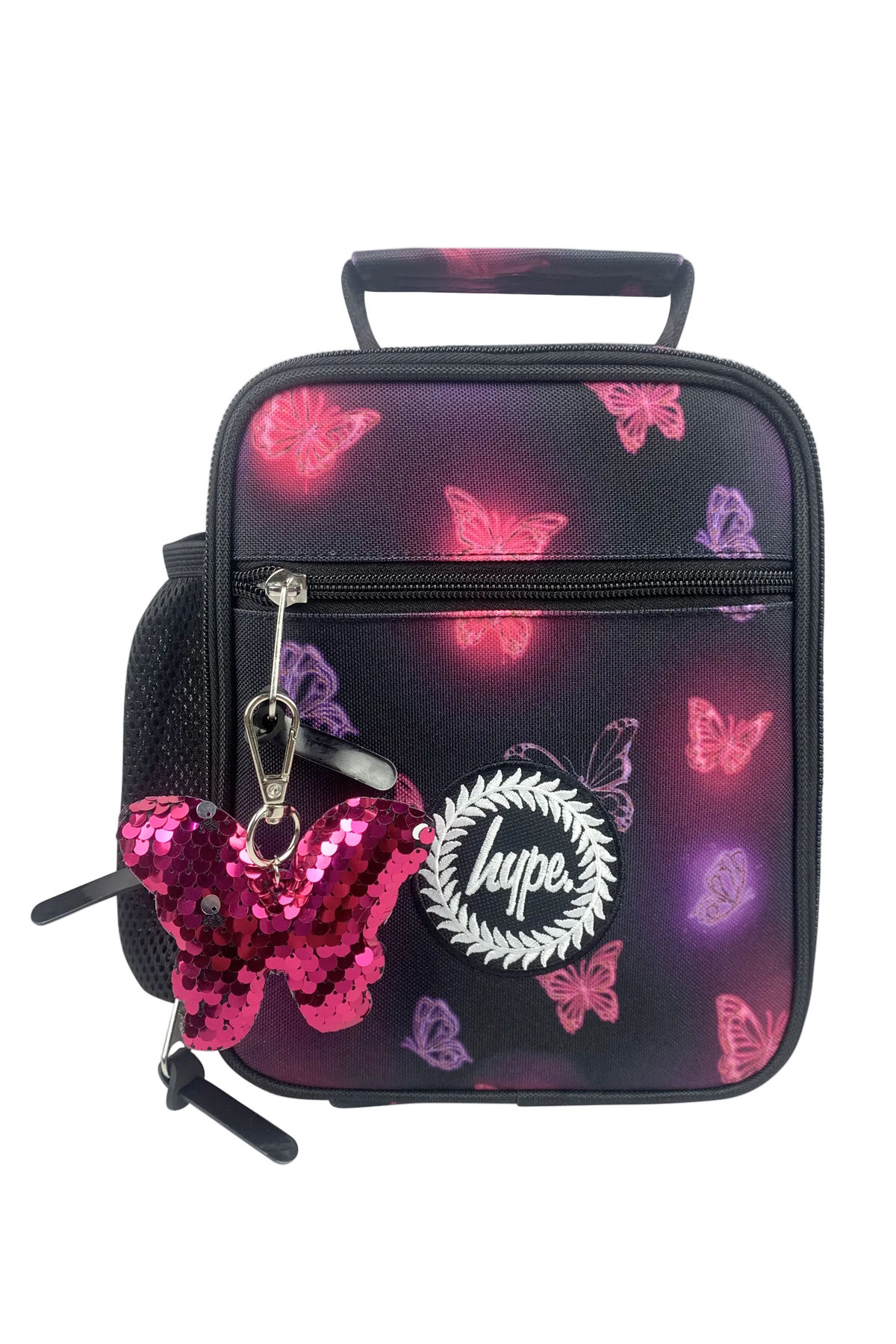 Lunch Bag Insulated Pink & Purple Glow Butterfly