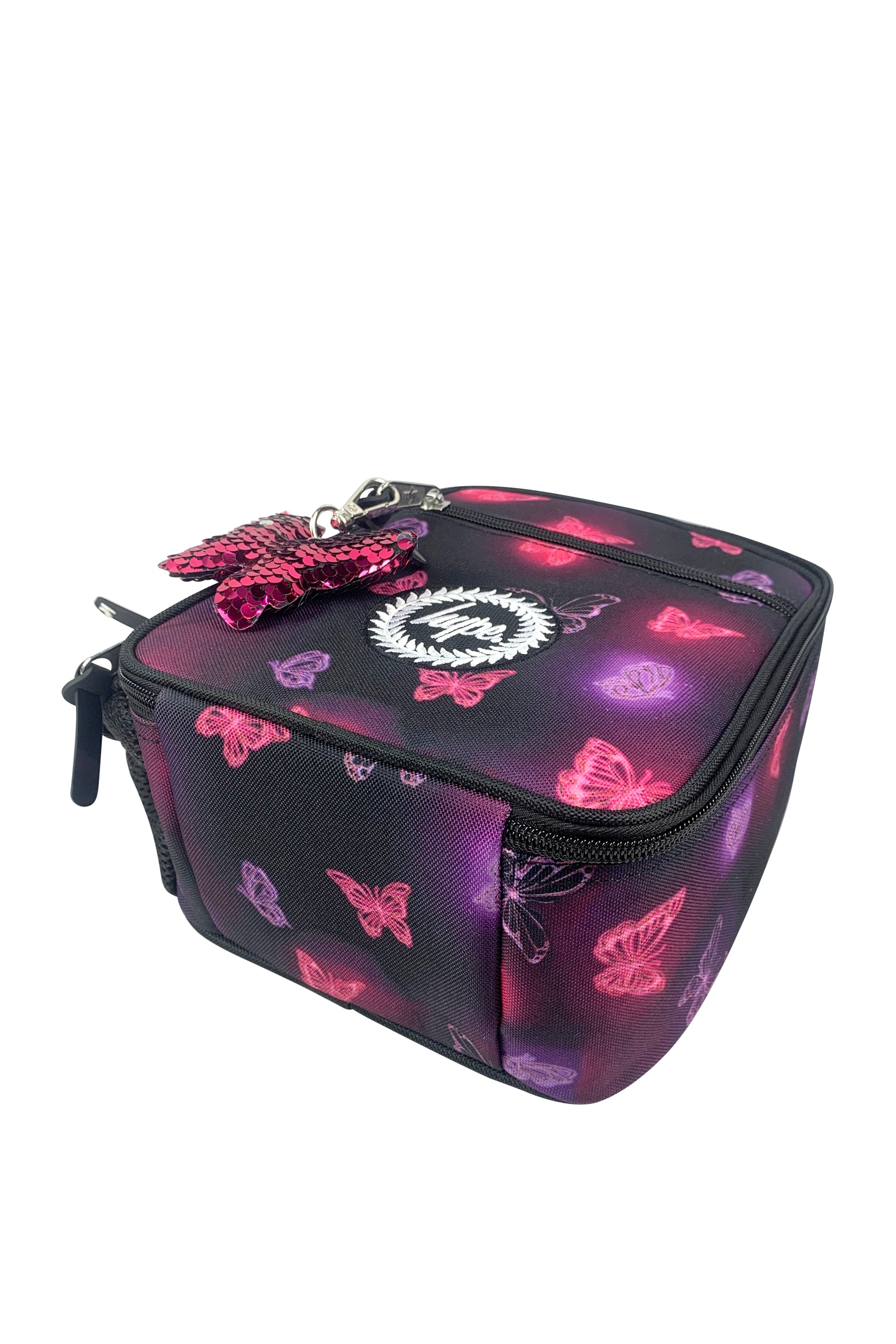 Insulated Lunch Bag - Pink & Purple Glow Butterfly