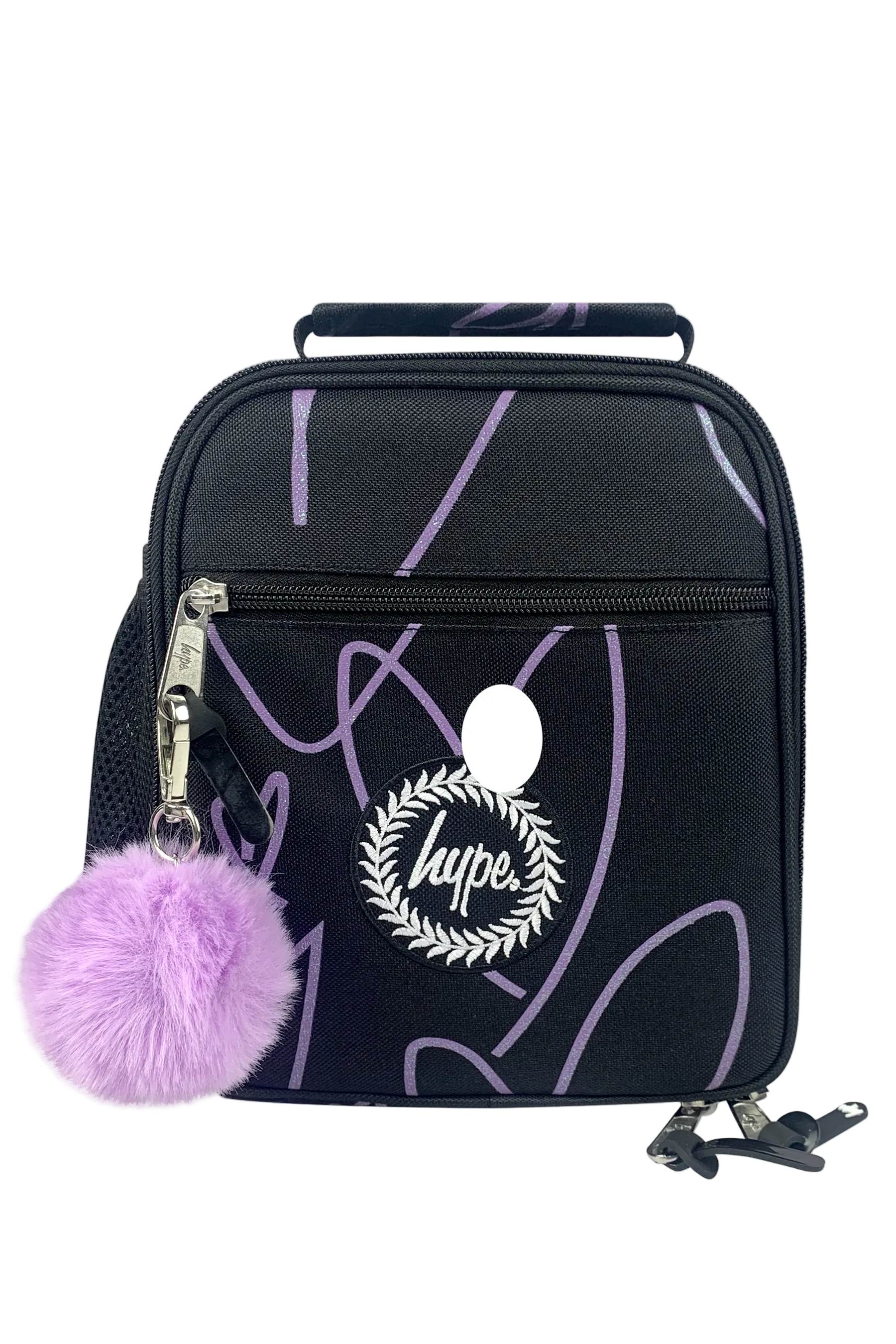 Lunch Bag Insulated Purple Glitter Scribble