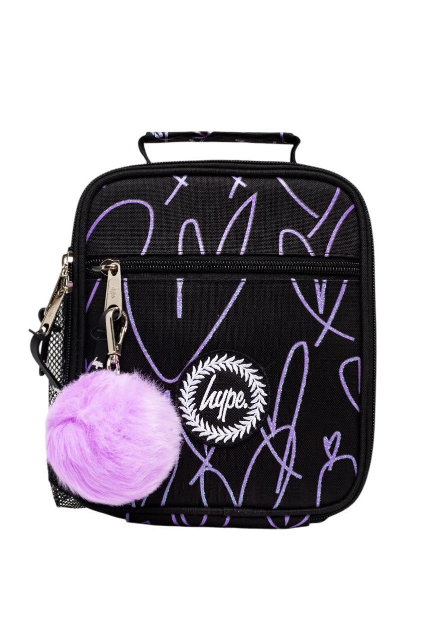 Black & Purple Glitter Lunch Bag