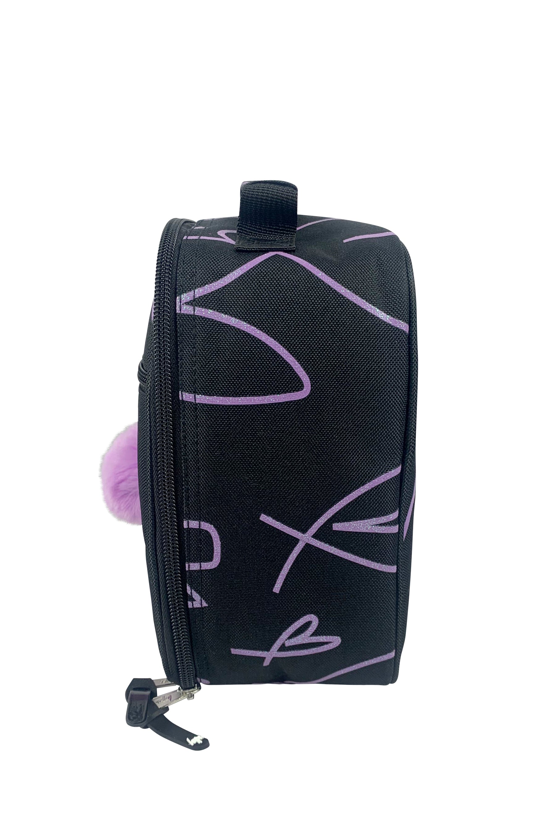 Insulated Lunch Bag - Purple Glitter Scribble Heart