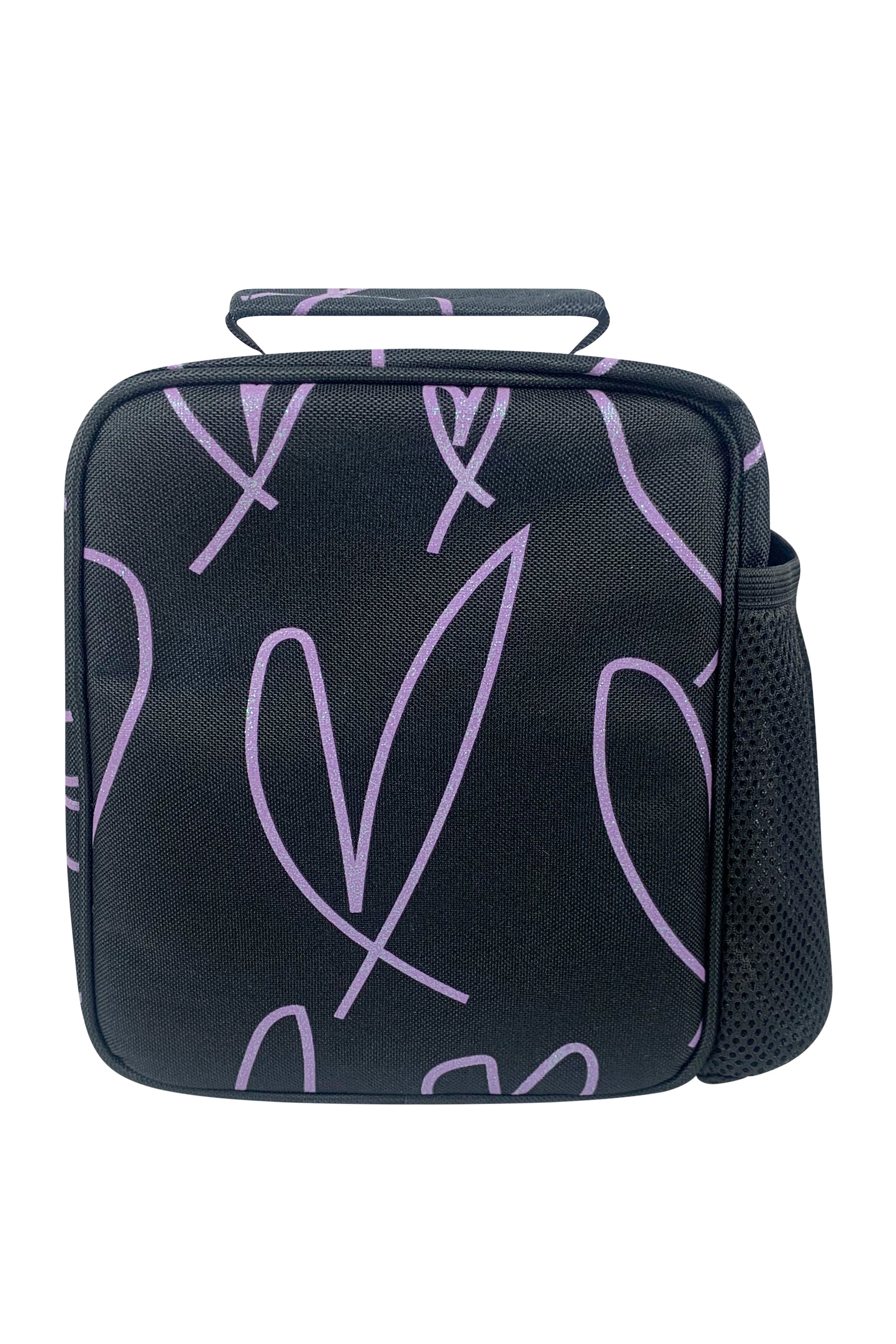 Insulated Lunch Bag - Purple Glitter Scribble Heart