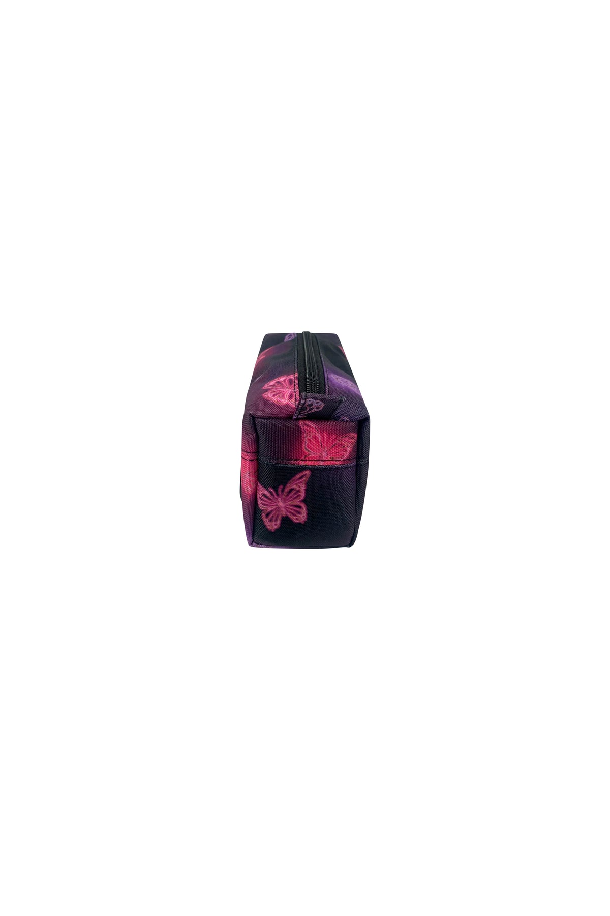 Hype Pink & Purple Glow Butterfly pencil case open — spacious interior for school stationery