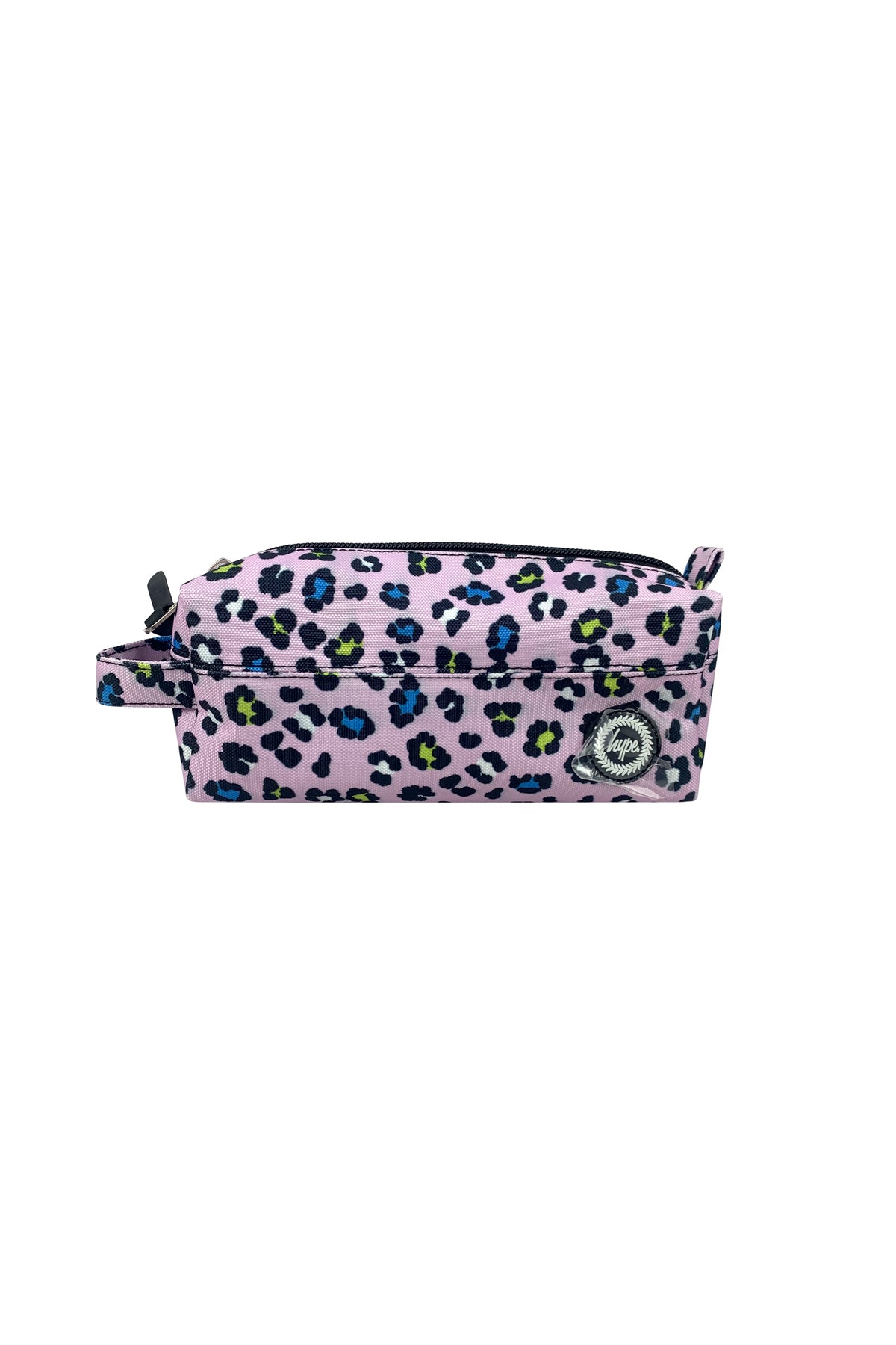 Maxi Backpack Pink Disco Leopard pencil case in vibrant pink with multicolor leopard print, part...