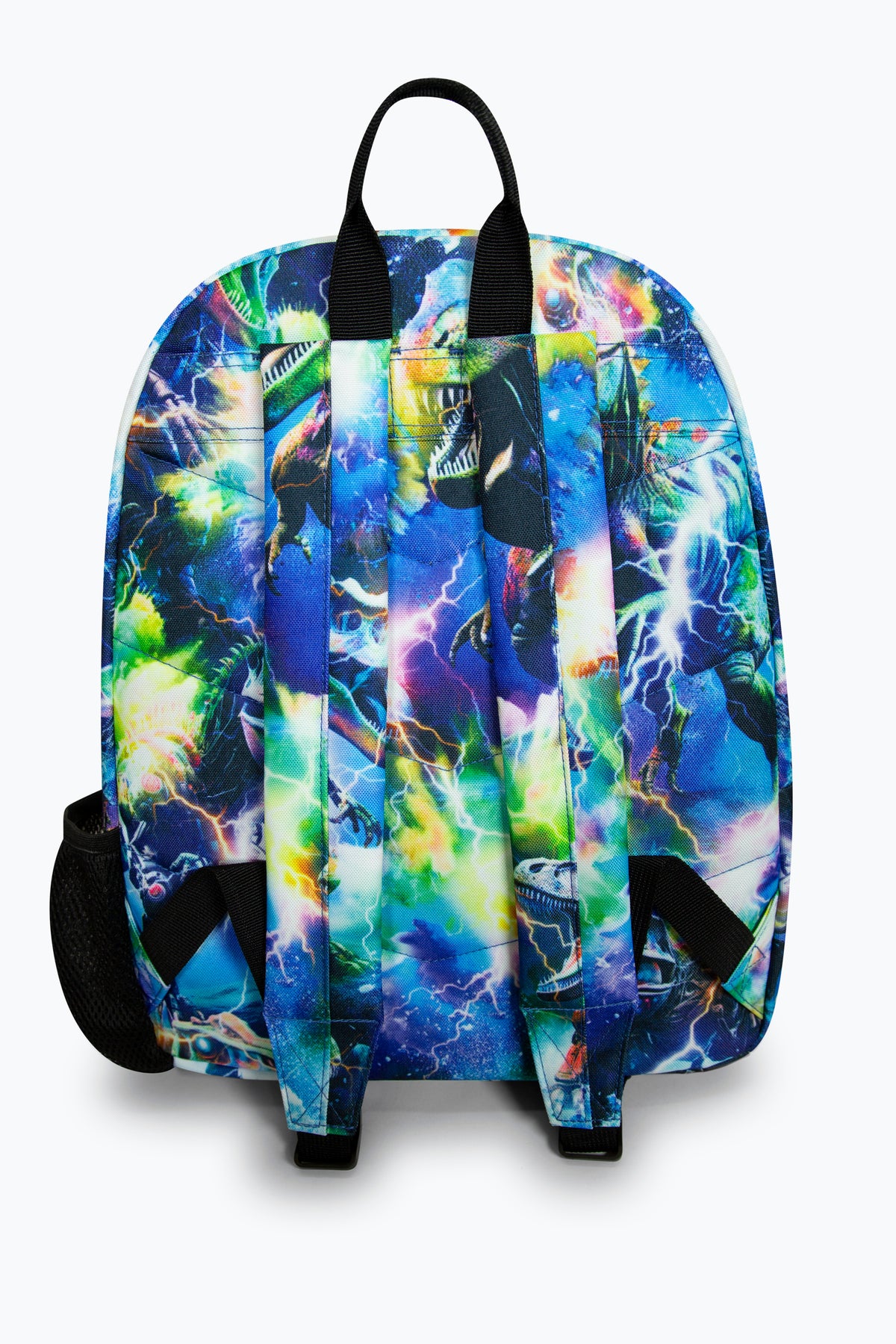 Hype Bionic Dinosaur backpack interior — main compartment and front pocket detail