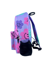 Hype Purple Happy Flowers backpack — padded back panel and adjustable straps
