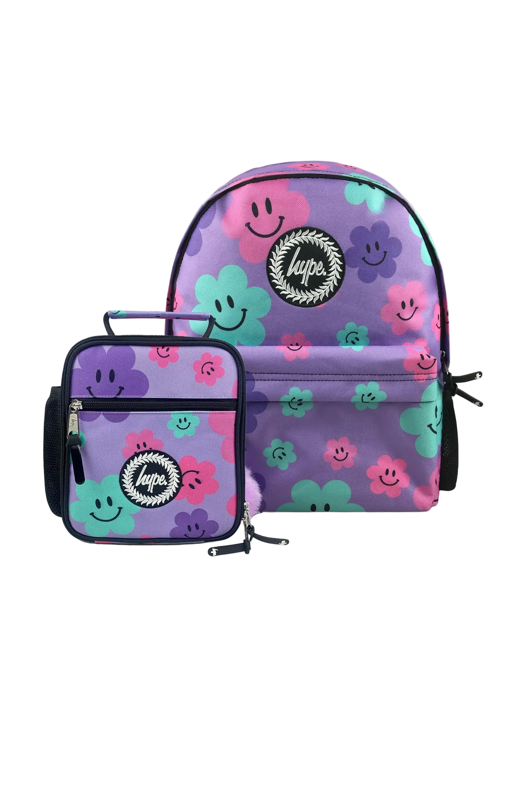 Backpack Iconic Set of 2 Purple Happy Flowers
