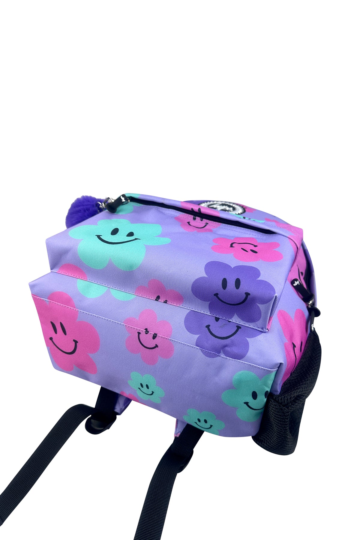 Hype Purple Happy Flowers backpack — durable materials built for daily school life