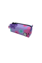 Hype Purple Happy Flowers pencil case front view — vibrant print and durable build