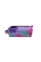 Hype Purple Happy Flowers school bag set — layout showing all pockets and design details