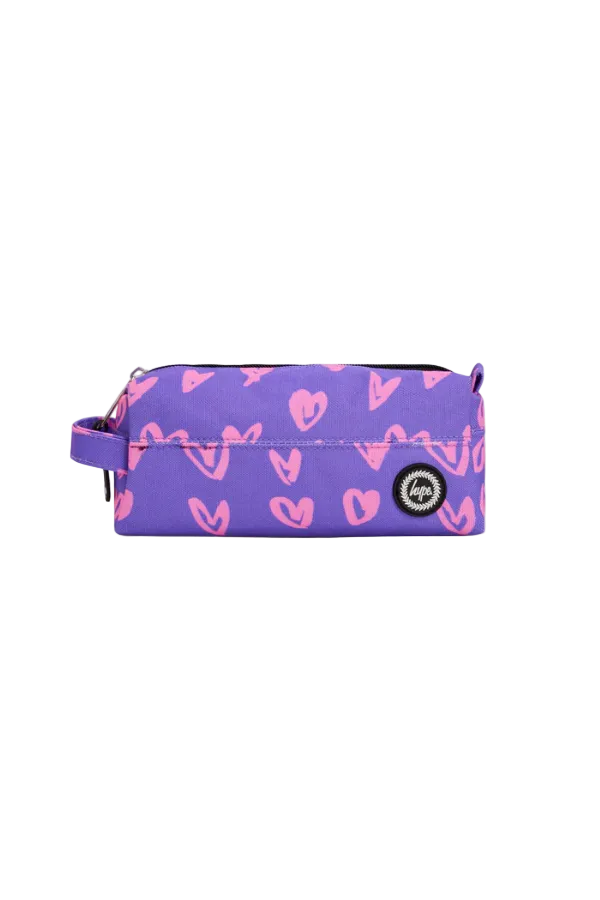 Pencil Case Classic Purple & Pink Scribble Heart