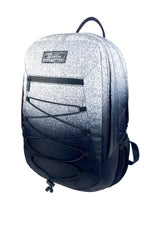 Hype Black & White Speckle Fade backpack front view — vibrant print and durable build