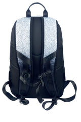 Hype Black & White Speckle Fade backpack worn by teen — ideal school bag UAE
