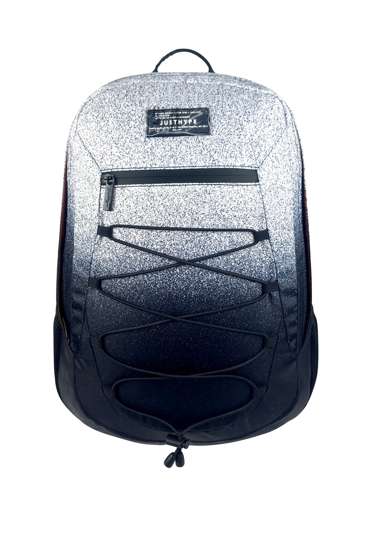 Hype Black & White Speckle Fade backpack — bold design for school in UAE