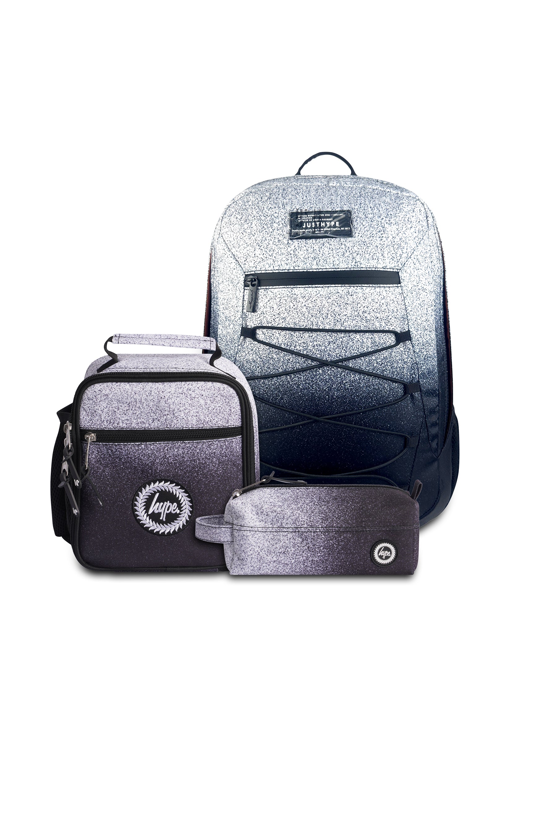 3-in-1 School Set - Black & White Speckle Fade