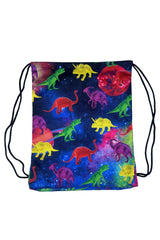 Hype Space Dinosaur drawstring bag front view — vibrant print and durable build