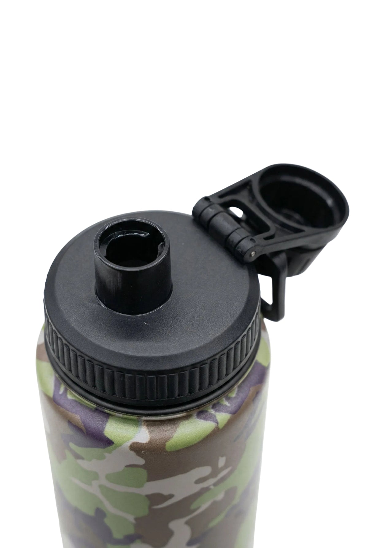 Hype Camo Crest 600ml insulated bottle — stainless steel cap detail