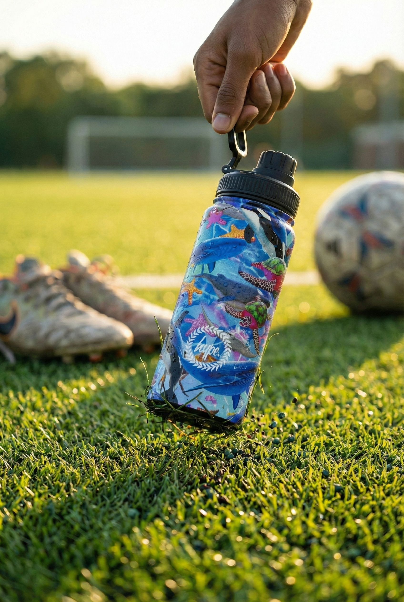 Hype Sea Life bottle with lid open — easy-pour spout and clean finish