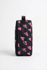 Lunch Bag Insulated Black & Pink Scribble Heart