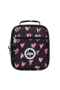 Lunch Bag Insulated Black & Pink Scribble Heart