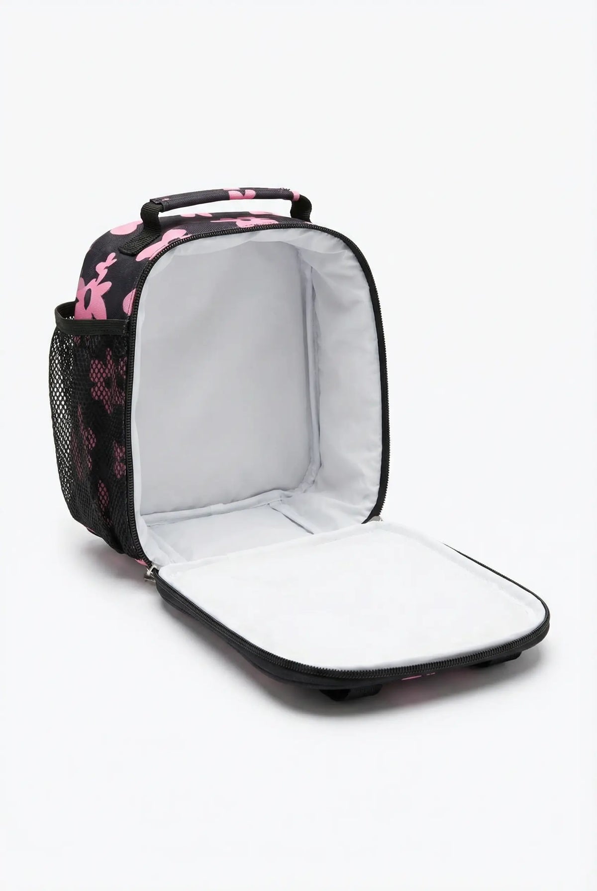 Lunch Bag Insulated Black & Pink Scribble Heart