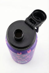 Hype Purple & Pink Scribble Heart 600ml insulated bottle — stainless steel cap detail