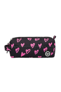 BLACK / PINK SCRIBBLE HEART PENCIL CASE