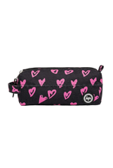 BLACK / PINK SCRIBBLE HEART PENCIL CASE