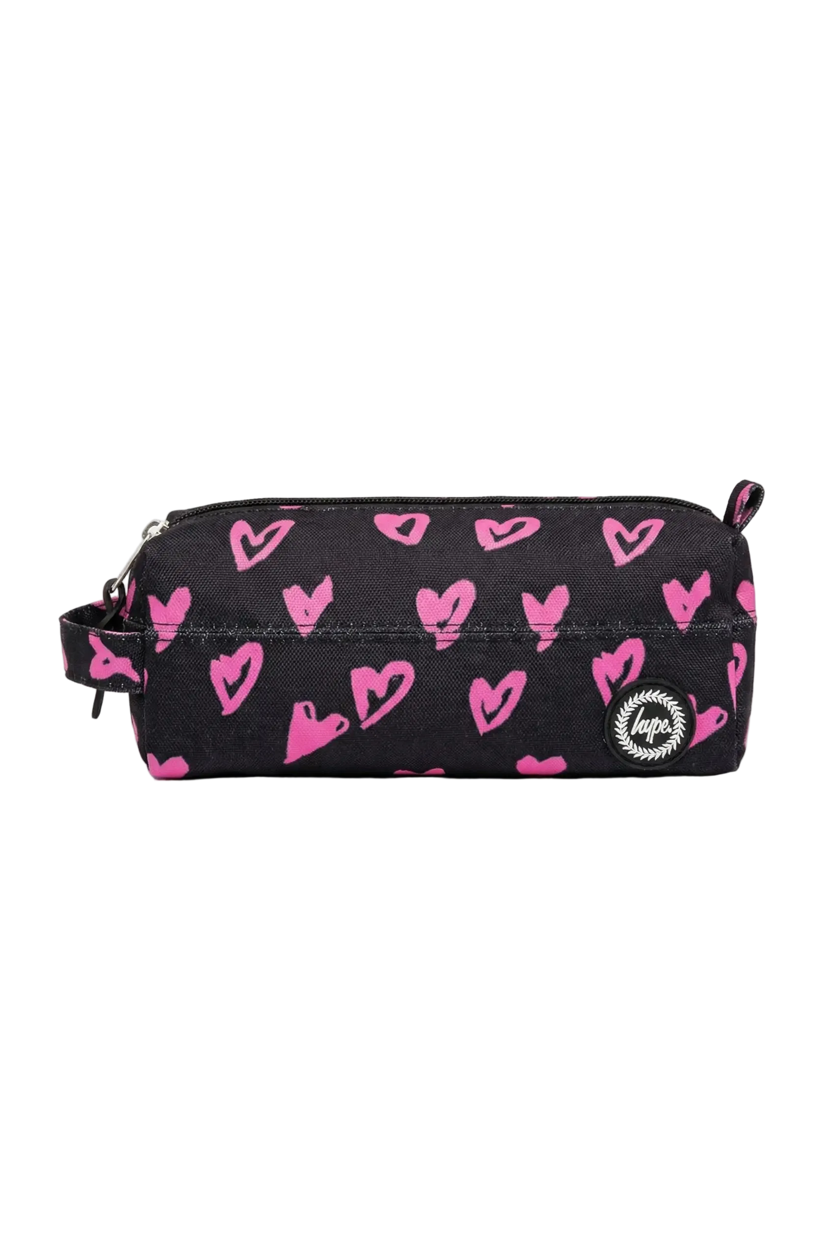BLACK / PINK SCRIBBLE HEART PENCIL CASE